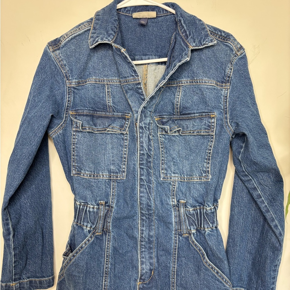 BN12 Universal Thread Women's Blue Denim Jumpsuit Tapered Leg Zip up size 2 - Picture 7 of 8